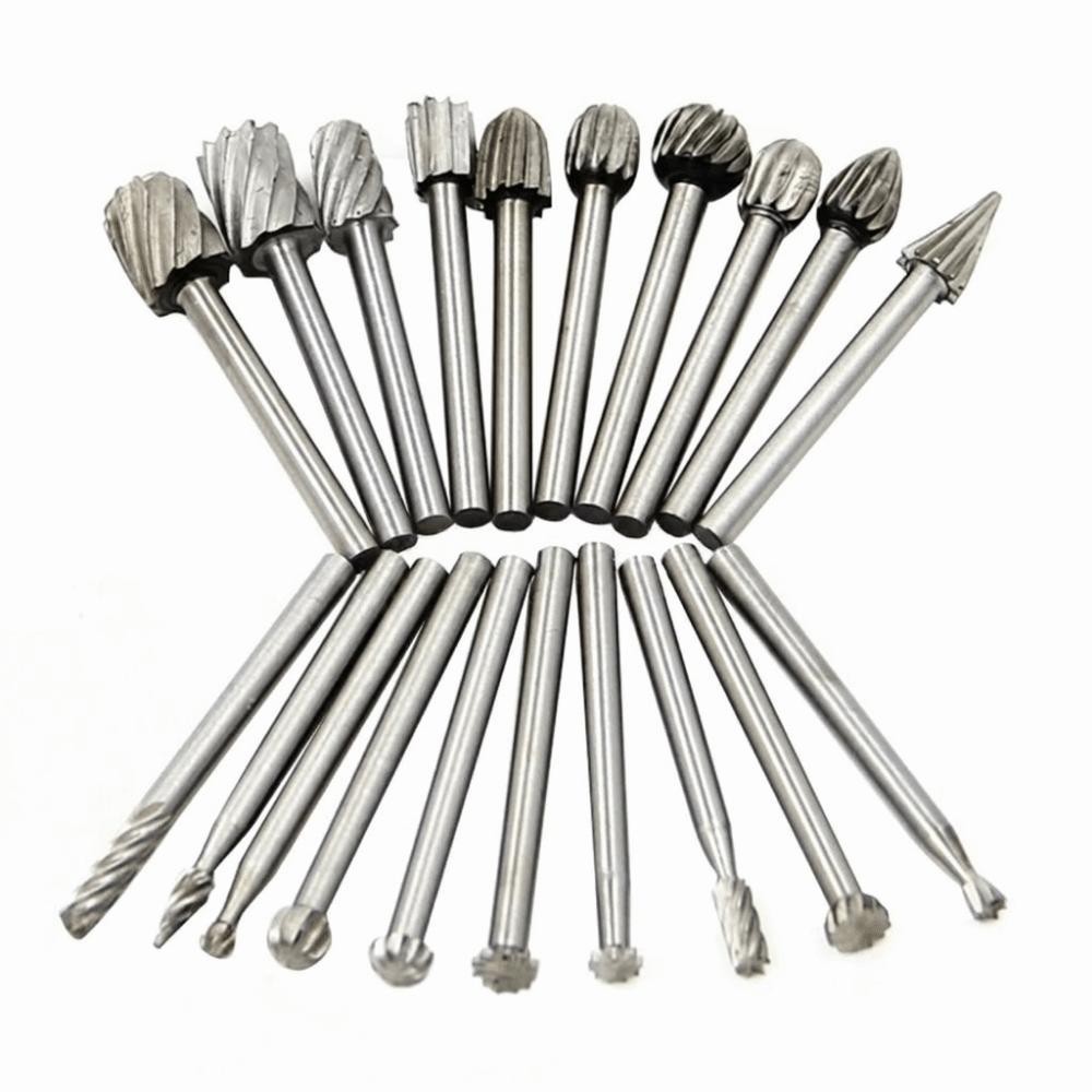 20Pcs High-Speed Steel Rotary Burrs Set 3mm Shank Grinding Tool Set Milling Cutter Set DIY Projects