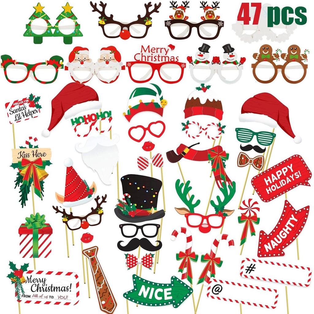Christmas Snowman Photo Props: Festive Party Masks & Glasses