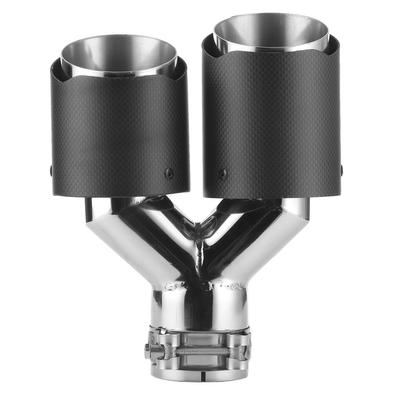 Karbon Fiber Egzoz Ucu Çift Borulu Araba Evrensel Araç Modifikasyonu Sol Taraf Montaj Paslanmaz