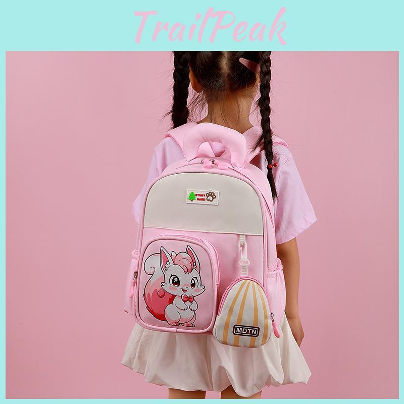 Cartoon Squirrel Pattern Cute Animal Kids Girl Backpack For School Nursery And