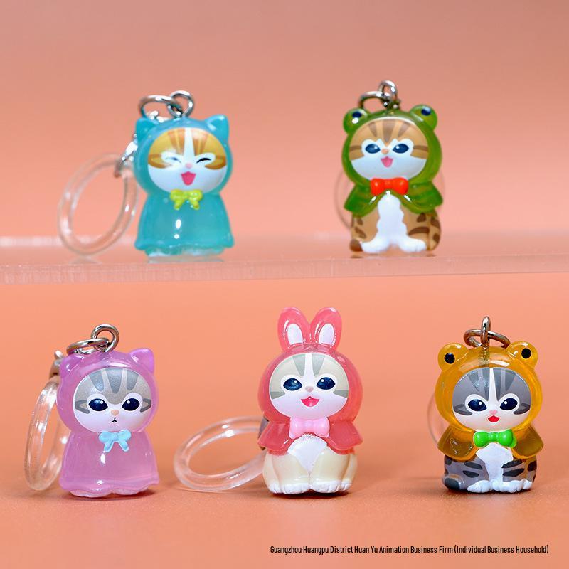 Cat Fu Shan Di Blind Box Pendant: Transparent Raincoat, Cute Healing Mobile Phone/Car Charm Keychain
