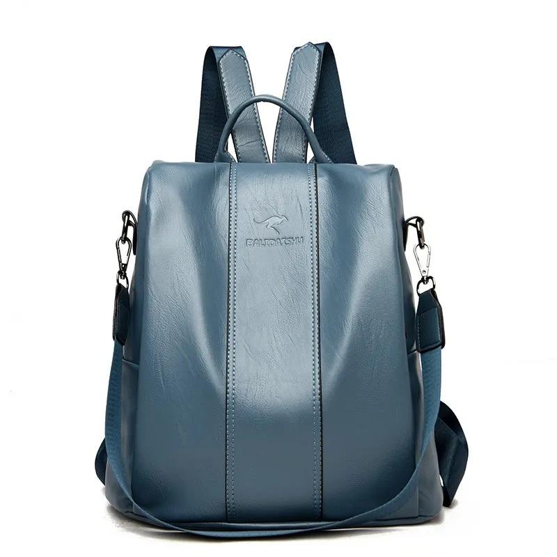 Anti-theft Leather Backpack Women Vintage Shoulder Bag Ladies High Capacity Travel Backpack School Bags Girls