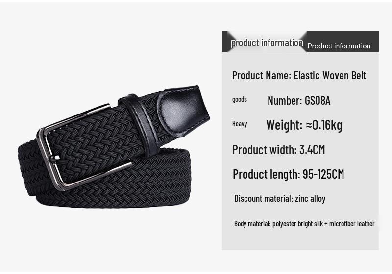 Trendy Youth Elastic Woven Canvas Belt with Pin Buckle for Golf & Military Training