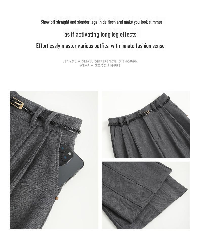 Genuine Slimming High-Waisted Wool Wide-Leg Pants - 2025 Autumn/Winter Loose Fit
