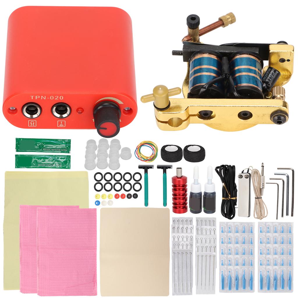 Complete Tattoo Kit Professional Complete Tattoo Coil Tattoo Machine Guns Inks Power Supply Foot
