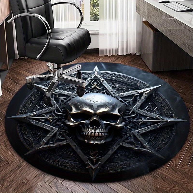 Skull Moon Round Rug Nonslip Area Rug Office Chair Mat Carpet For Living Room Bedroom Home Decor