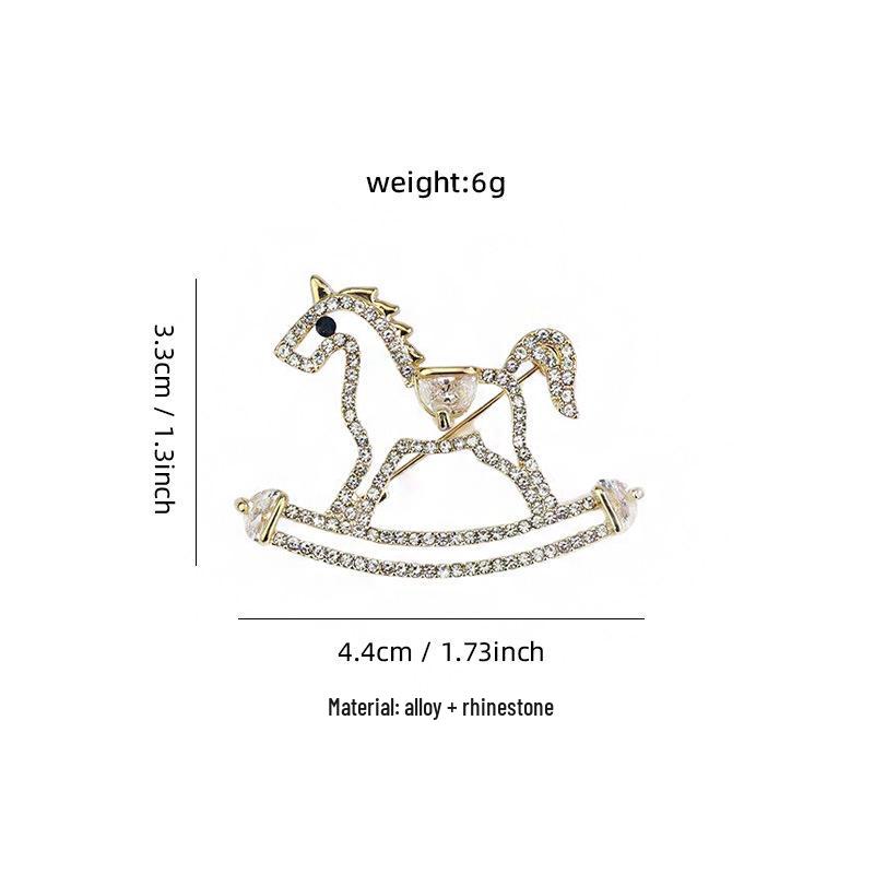 Luxurious Zodiac Horse Brooch: Women's Elegant Wooden Horse Pin - High-End Fashion Accessory for Clothing and Suits