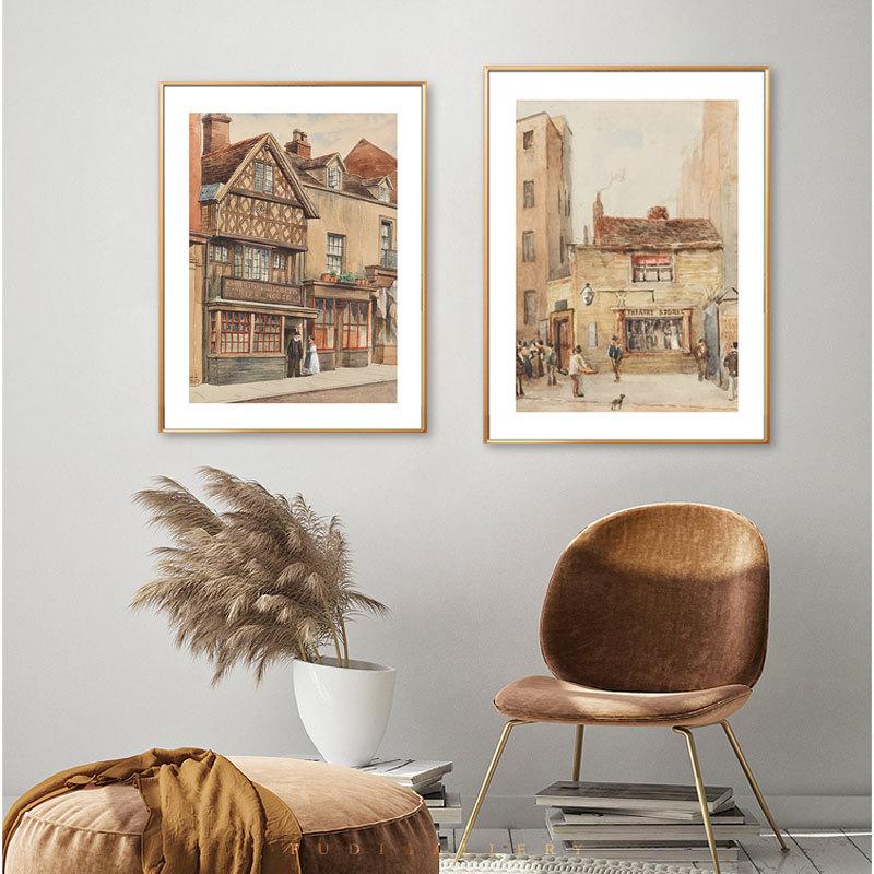Vintage Stadt Straße Leinwand Poster und Druck Abstrakte Landschaft Ölgemälde Wand Kunst Bilder Cuadros Wohnzimmer Wohnkultur