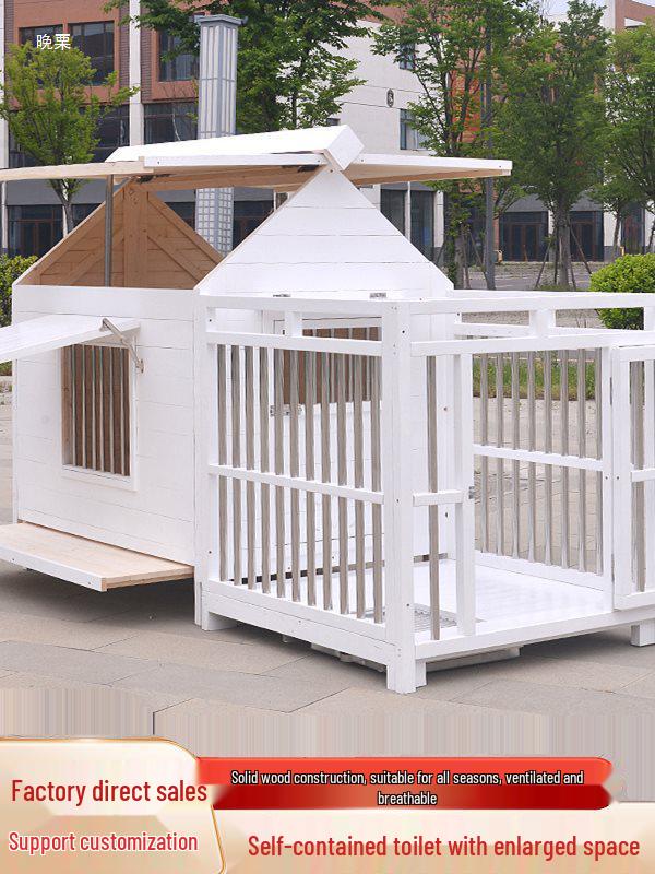 Solid Wood Waterproof Outdoor & Indoor Dog Kennel - Suitable for Large, Medium, and Small Dogs