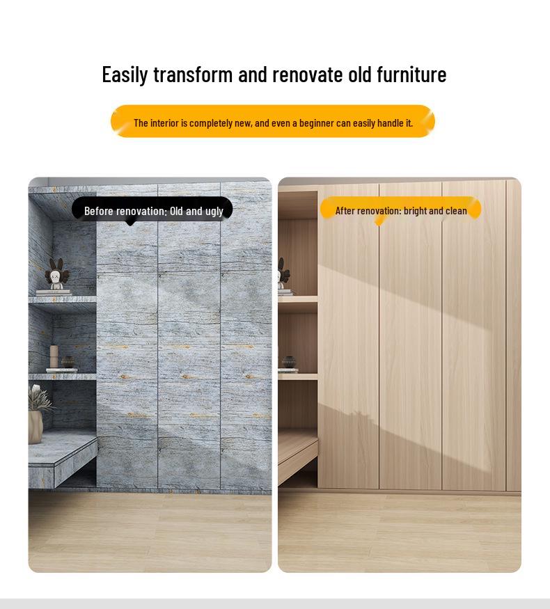 Wood Veneer Self-Adhesive Wallpaper: Thick, Soft, Imitation Wood Grain for Doors, Tables, and Furniture Renovation.