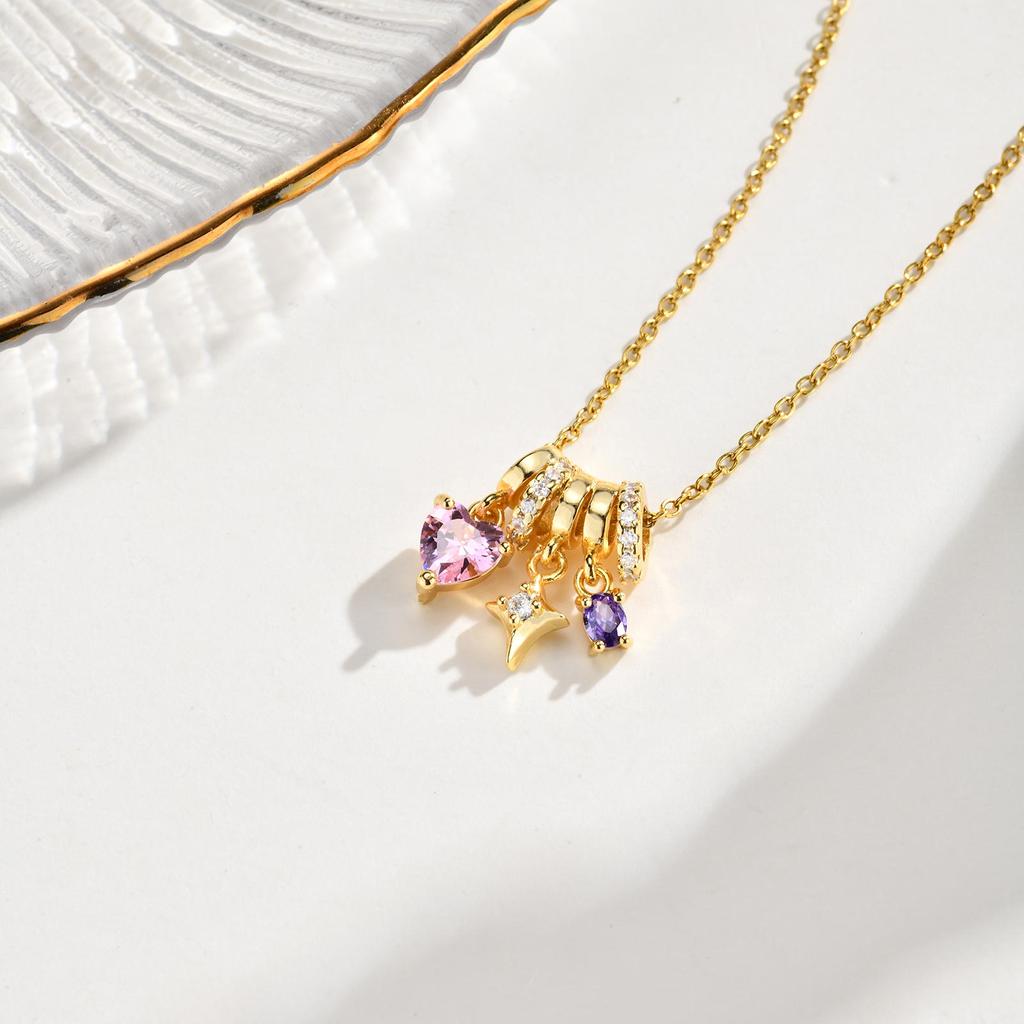Pink Water Drop Zircon Pendant Necklace for Women Link Chain Tulip Flower Necklaces Luxury Daily Charm Jewelry Gift