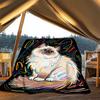 1pc Colorful Cat Artwork Throw Blanket Polyester Fiber, Lightweight Flannel, Soft & Warm, All Season Use for Outdoor, Camping