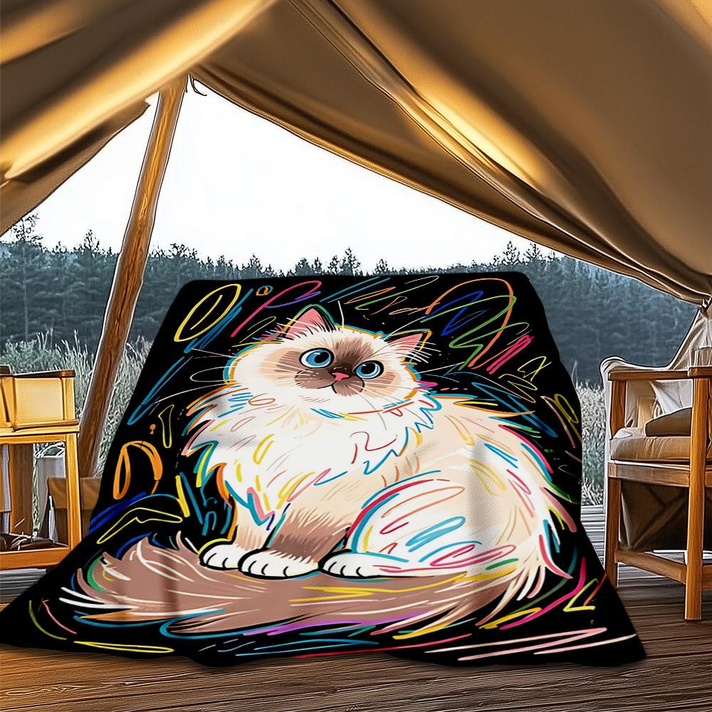 1pc Unconditional Love Letter Throw Blanket Polyester Fiber, Lightweight Flannel, Soft & Warm, All Season Use for Outdoor, Camping 80x120cm