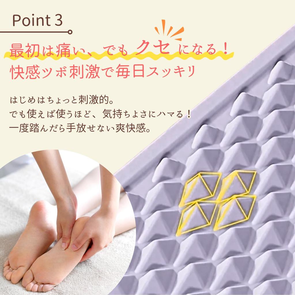 PLEAVIT Foot Reflexology Mat, Silicone Rubber, Shiatsu Mat, Shiatsu Board, Foot Massager, Gray