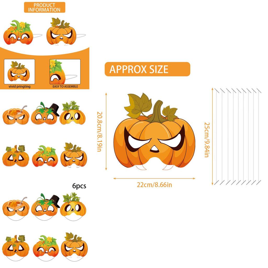 Thanksgiving Pumpkin Mask Costume Accessory For Party Photo Decor With Paper Material
