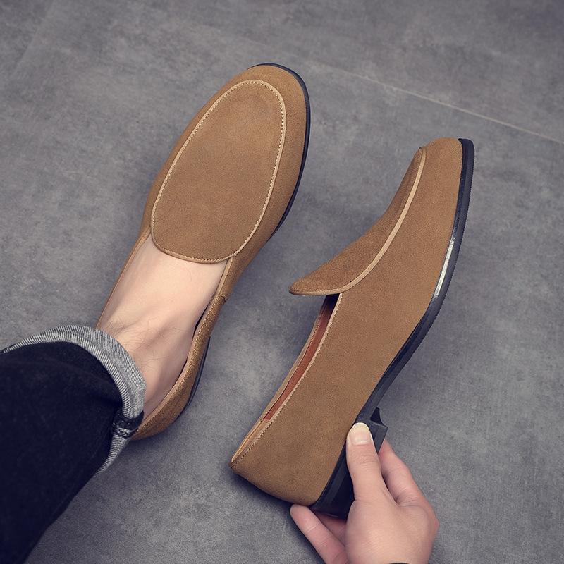 Men's Genuine Leather Retro Leather Shoes One-pedal Foot Cover Men's Leather Shoes Casual Office Commuting Driving Men's Doudou Shoes
