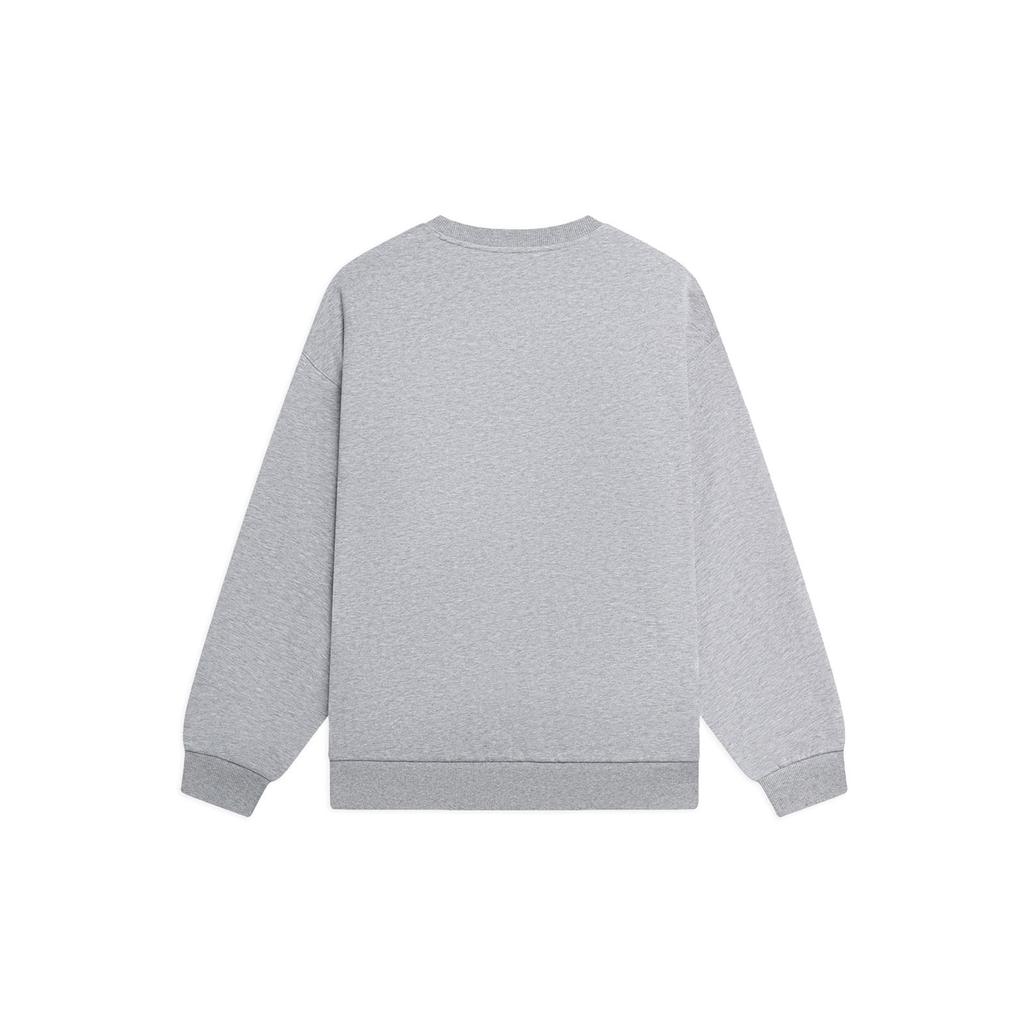 Li-Ning Sports Fashion Series Logo Letter Embellished Fleece-Lined Warm Long-Sleeve Sweatshirt Unisex Tops Floral-Grey AWDSF75-12