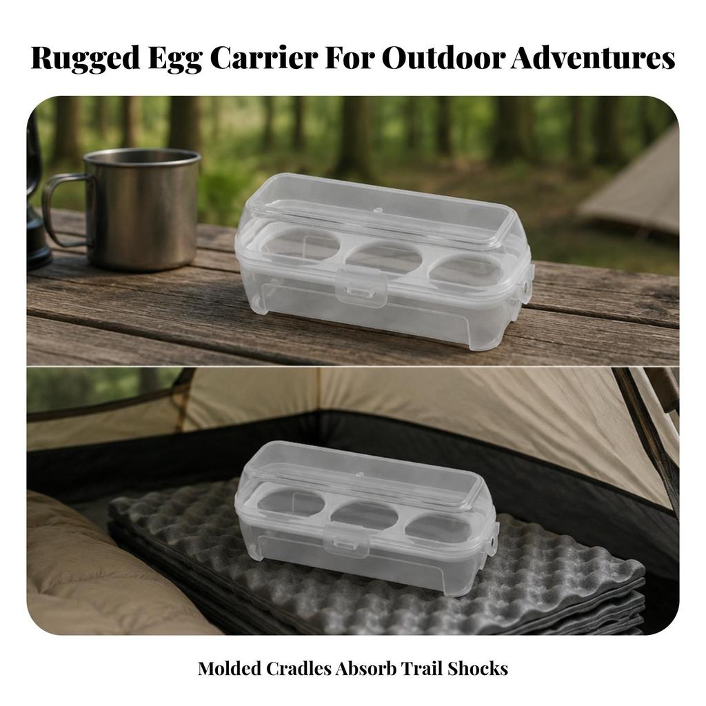 Egg Container with Hinged Lid Portable Organizer Clear for Kitchen