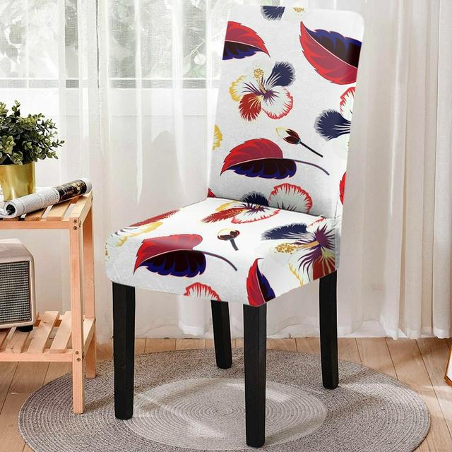 Red Series Flower Pattern Elastic All -Inclusive Dining Chair Cover Dust -Proof Washable Gaming Chair Protector Room Decor