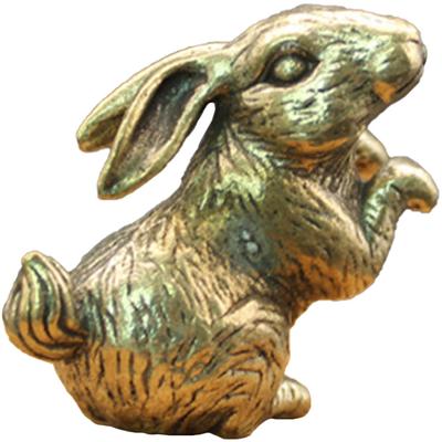 Brass Rabbit Zodiac Decoration Small Lightweight Vintage Style Bunny Statue for New Year Gift Office Dining Room