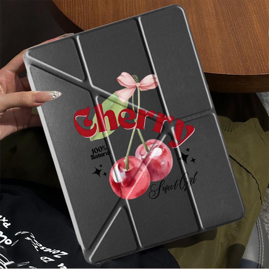 Fruit Cherry Holder Cover Tablet Case For iPad Air 4 5 M3 M2 1 2 M4 11inch Pro 2025 Pro 11th 10th 9th 8th 7th 12.9inch Mini 6 7
