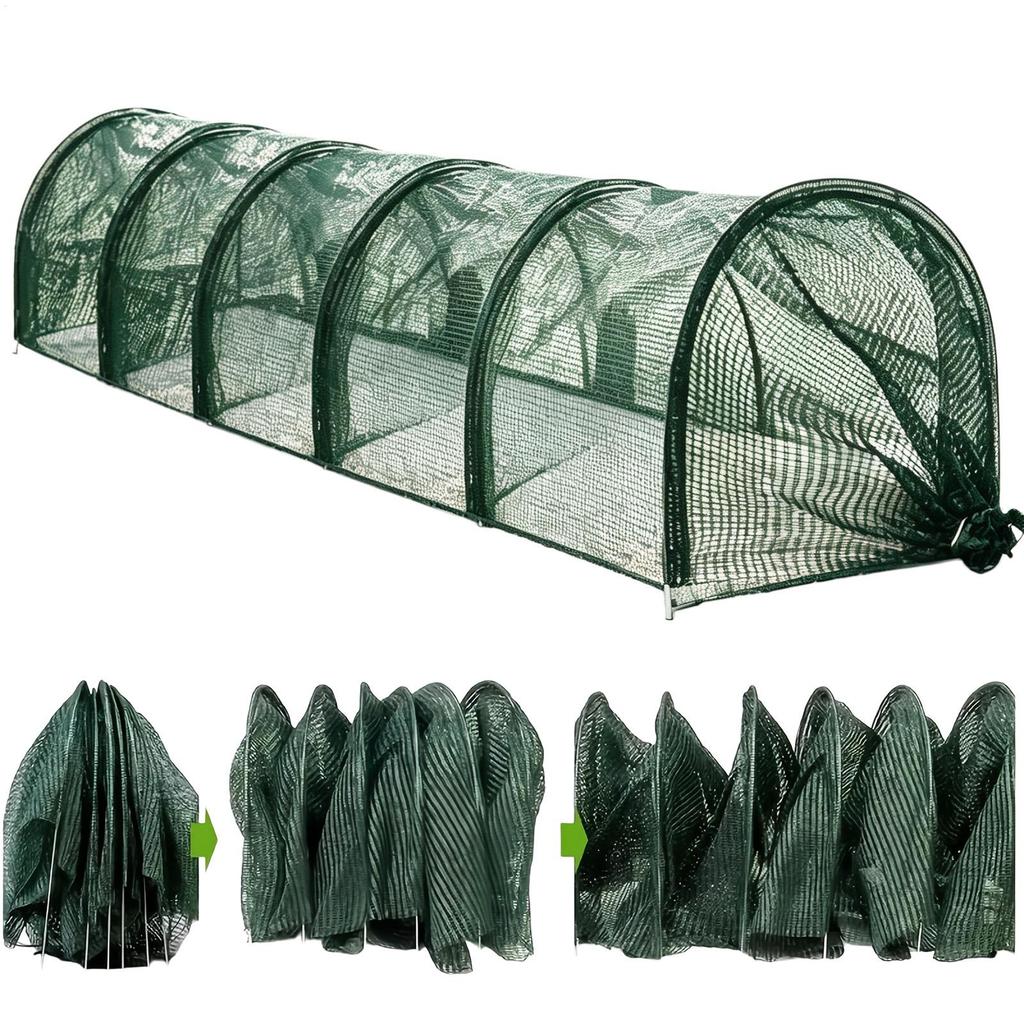 Túnel Plegable Largo de Instalación Rápida Flexible para Jardín, Pollo, Patos, Gansos, Conejos, Mascotas Pequeñas, Polluelos, Codornices