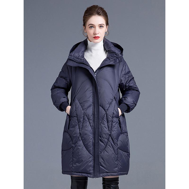 New down jacket medium and long high-end autumn and winter high-end light luxury hooded thickened warm down jacket women