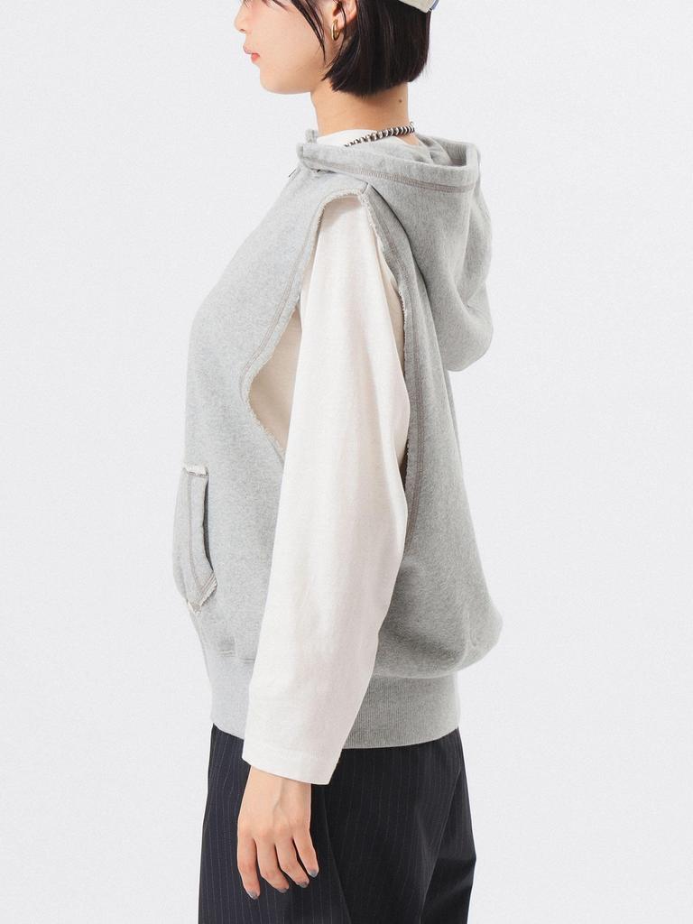 Beams Boy Women's Sleeveless Full-Zip Hoodie, T.GREY, One Size