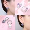 925 Silver Purple Series Heart Wing Earrings Women Pretty Bows Lucky Ear Hoops Valentine's Fine Gift Jewelry Accessory