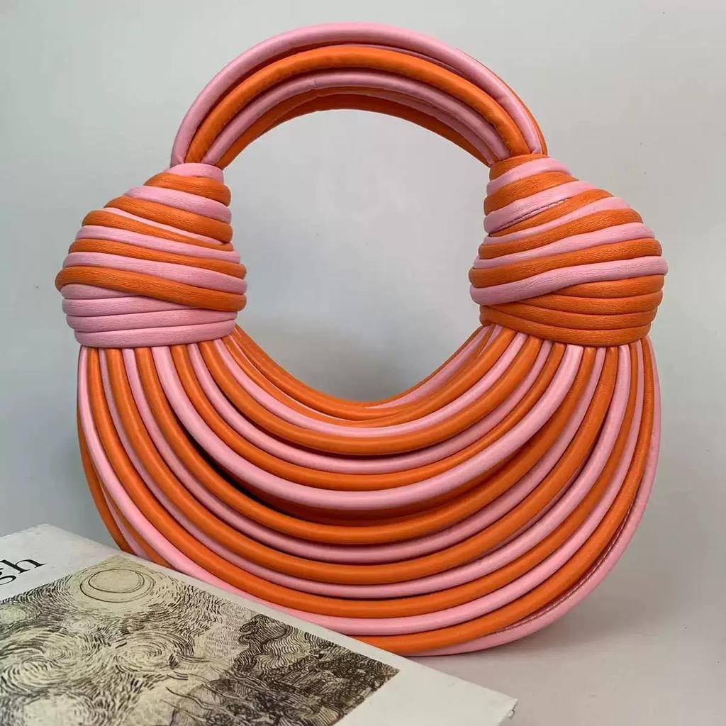 Handbags for Women 2025 New Gold Luxury Designer Brand Handwoven Noodle Bags Rope Knotted Pulled Hobo Silver Evening Clutch Chic