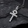 European American Trend S925 Sterling Silver 5mm Moissanite Cross Pendant Men's Gold Rhodium-Plated Christian Hip Necklace