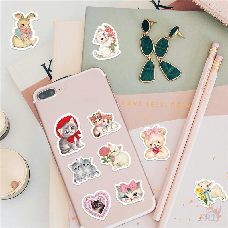 500Pcs/Roll Retro Animals Aesthetics Kids Rewards Stickers - DIY Scrapbooks Album Decor Sealing Label Decals
