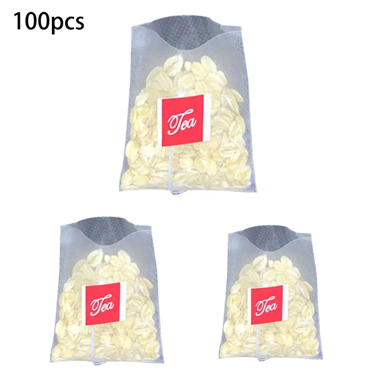 XXUB 100 Pieces Disposable Empty Tea Bag Nylon Fold Close Heat Seal Filter Teabag Simple Disposable Nylon Tea Infuser Bag