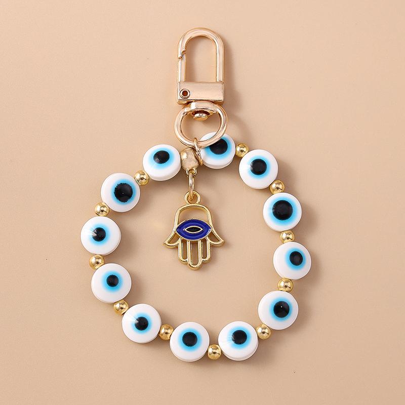 Bohemia Turkish Lucky Evil Eye Keychain Handmade Beadbed Bracelet Key Ring for Women Girls Handbag Pendants DIY Jewelry Gifts