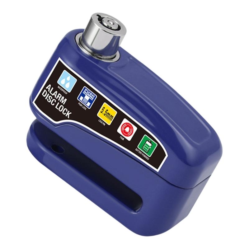 

Alarm Disc Brake Lock for Scooter Bike Bike High Security Anti Theft with Loud 110dB Sound Aluminum Bike Disc Lock синій