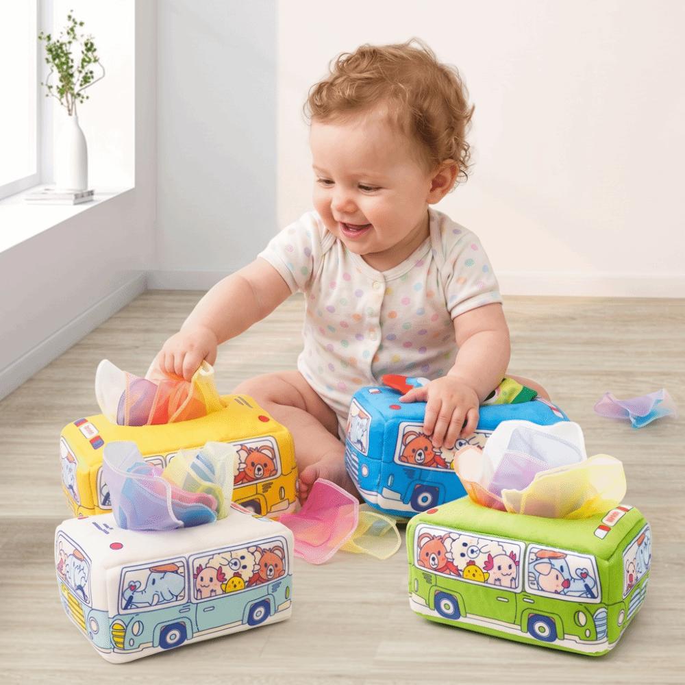 Colorful Montessori Toy Soft Fabric Sensory Toy Baby Activity Toy Magic Tissue Box  Early Education