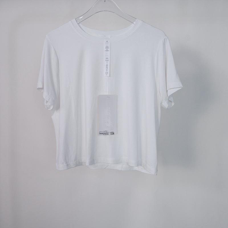 

Женская футболка для йоги с коротким рукавом в стиле Lulu - Свободный крой, Высокая эластичность, Повседневный спортивный модал Size 10 (130-145 lbs)