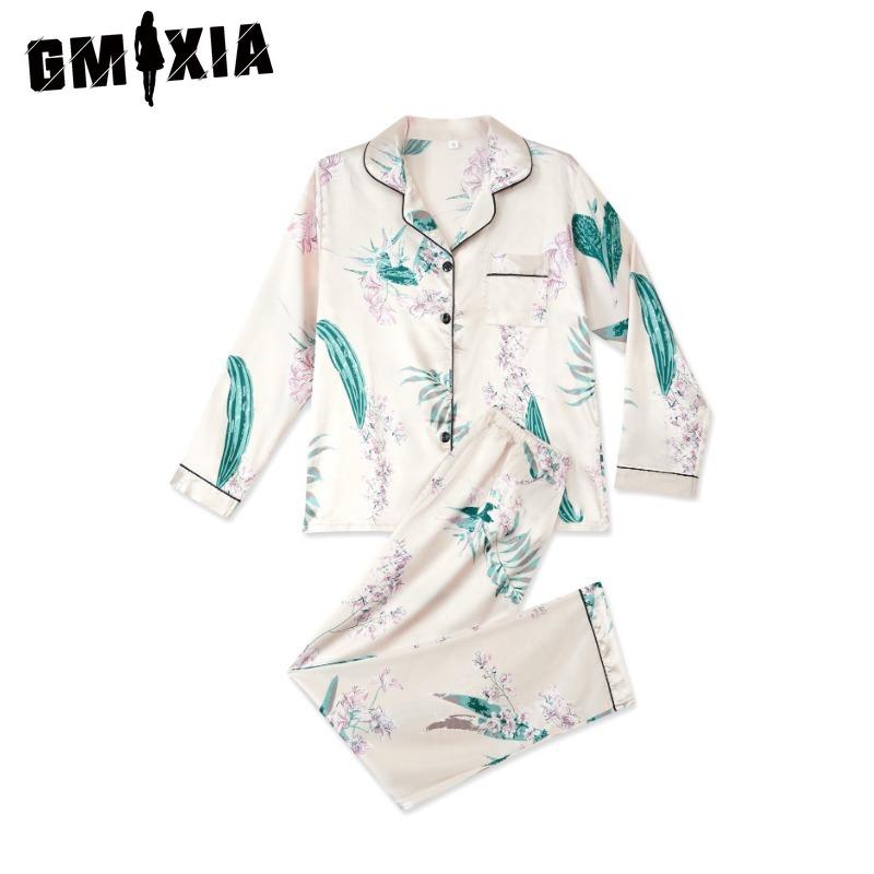 GMXIA Women's Homewear Cardigan Long Sleeve Autumn Fashion Casual Large Size Pajamas Set