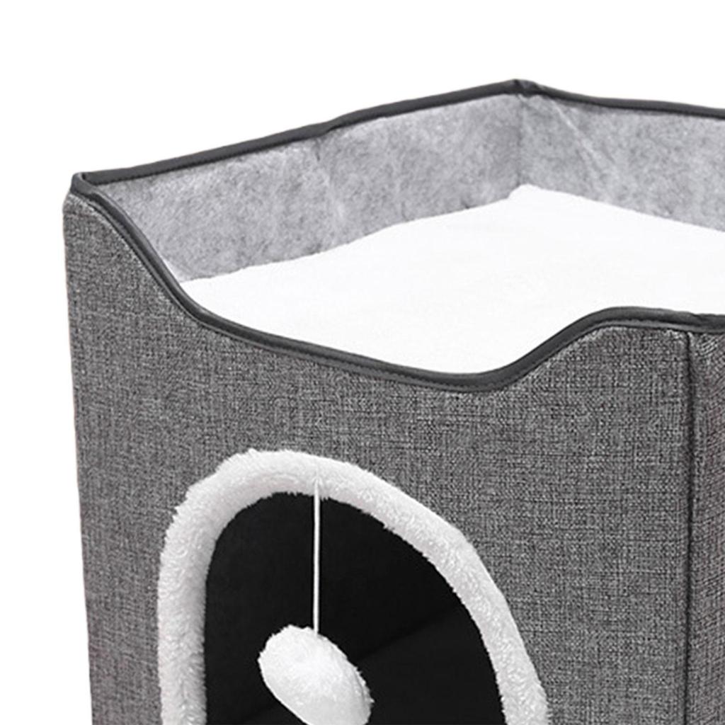 Cat Bed Cube Condo Dog Removable Cushion with Pet House for Multi Small