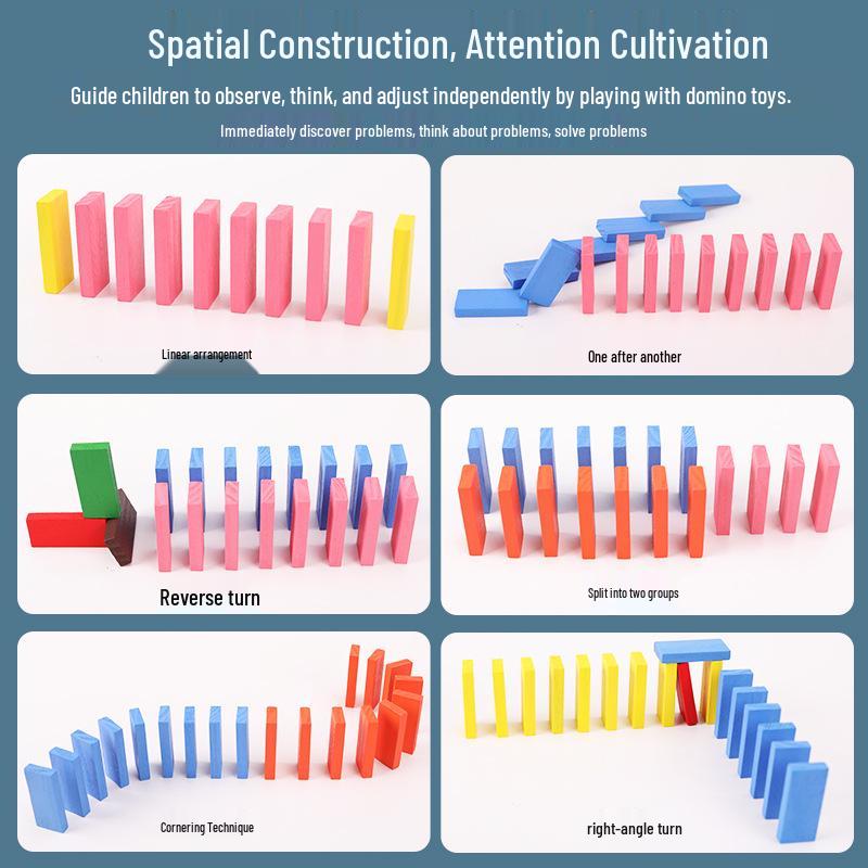 120-Piece Colorful Wooden Domino Set: Educational Toy for Early Childhood Development