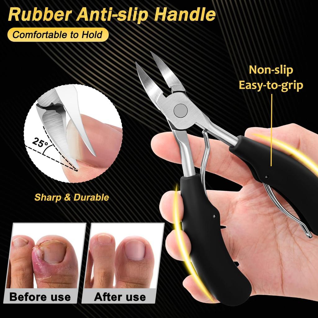 5PCS/7PCS Set Heavy Duty Nail Clippers Angled Head Large Toenail Clippers Ingrown Toe Nail Clippers for Thick Toenails Seniors