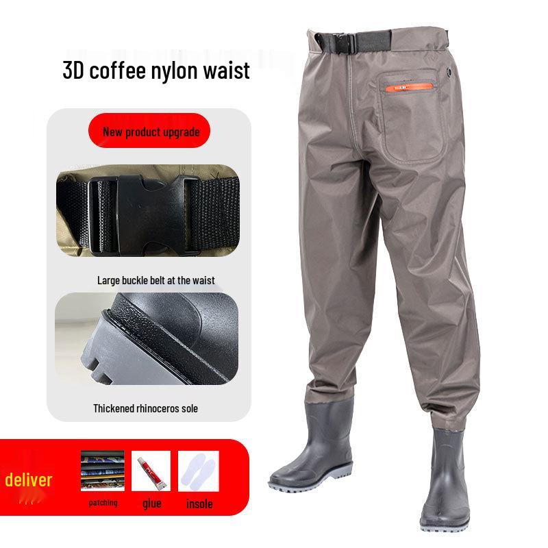 

New Waist-High Nylon Waders: Thickened Half-Body Pants for Rice Planting, Fishing, and Rain. 44-45