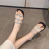 Fashion Open Toe Women Slippers Silver Summer 2024 Dress Shoes Casual Ladies Party Pumps Shoes Woman Low Flat Heeled Size Ladies Shoes