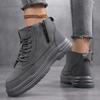 New summer couple high-top platform casual shoes season men's outdoor zipper short boots one-pedal lazy shoes