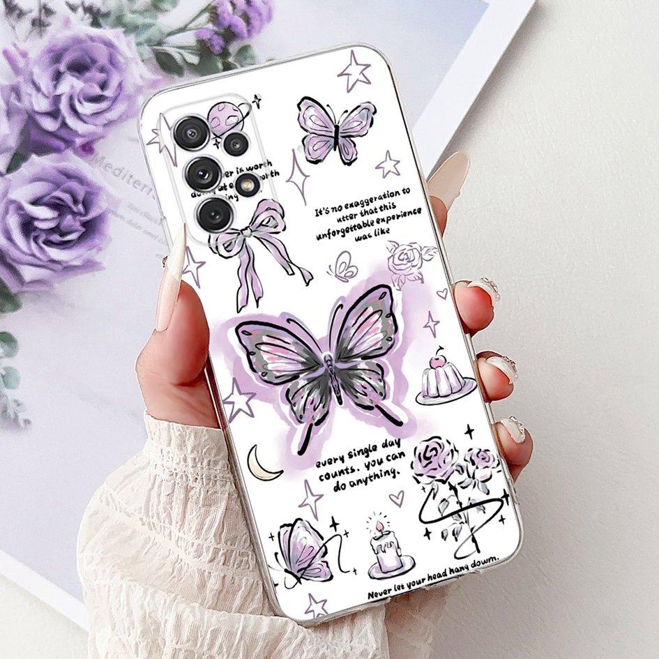 For Samsung Galaxy A52 Case SM-A525F Cover New Stylish Flower Butterfly Soft Silicone Phone Cases For Samsung A72 A52s 5G Fundas