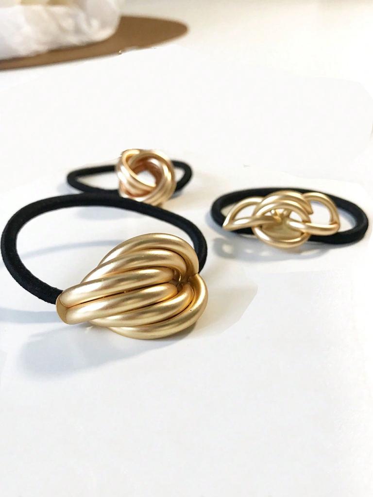 Golden Hair Tie, Adult Hair Accessories, Ponytail Elastic Band, Golden Metal Ponytail Holder 1pc Halloween