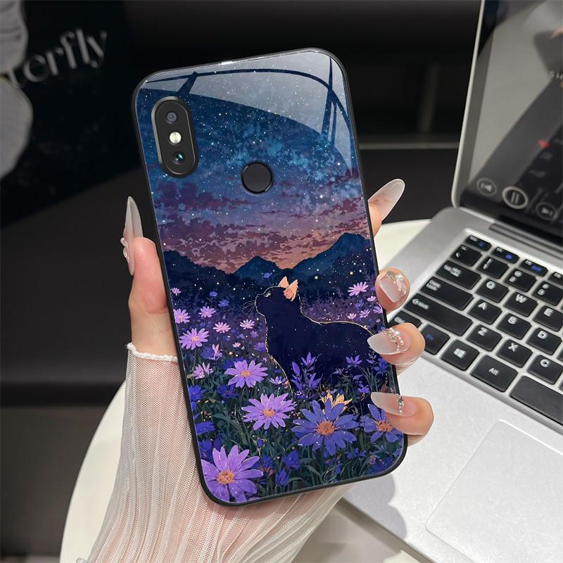 For Redmi Note 5/Note 6 Phone Case Trendy Design Tempered Glass Bumper For Xiaomi Redmi Note 5 6 Pro Full Protection Back Covers