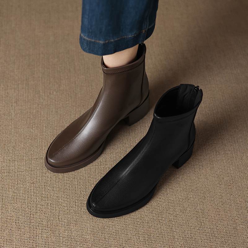 Krazing Pot Microfiber Round Toe Thick Heels Modern Boots Size 42 Zip Platform Beauty Lady Women Ankle Boots