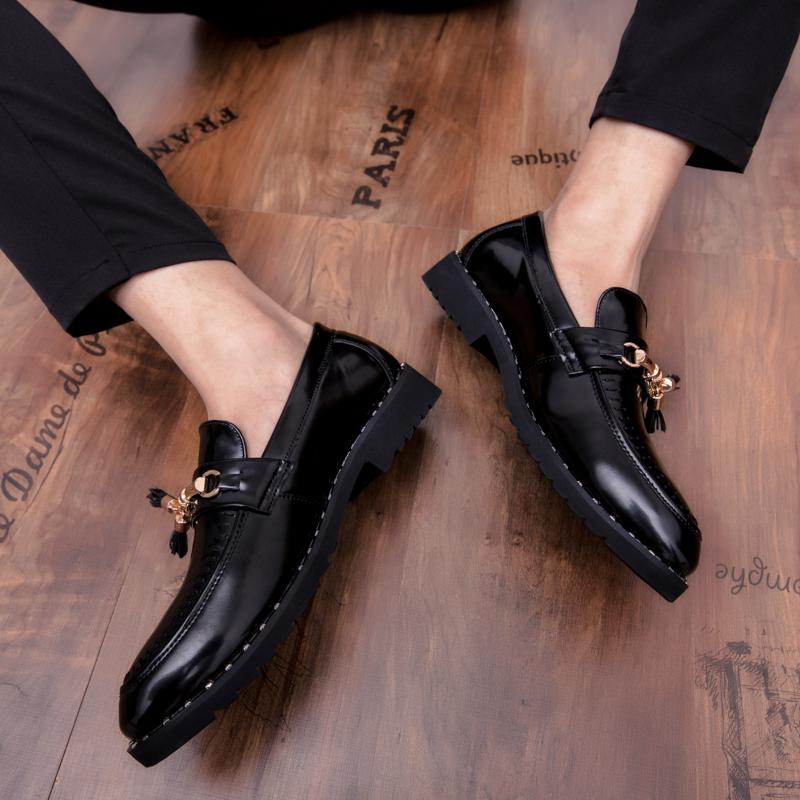Fashion Men Comfortable Slip on Business Casual Shoes Leather Loafers Fashion Men Thick Soled Hot Sale Moccasins Man Handmade Leather