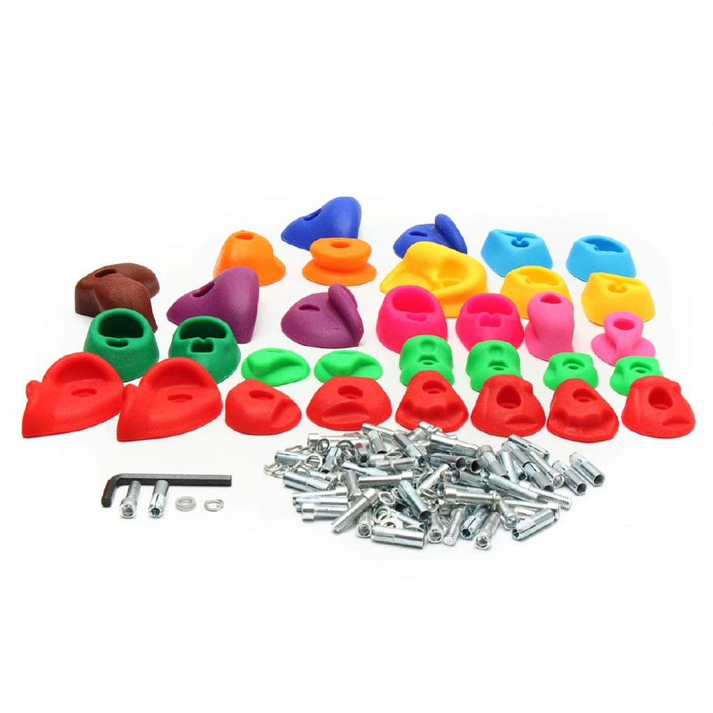 32Pcs Children's Climbing Wall Plastic Stones Holds Hand Feet Starter Rock Holder+Screws
